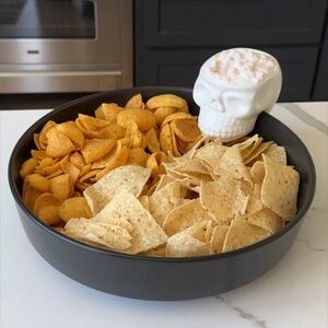Studio 3B Black Snack Bowl with Skull Dip Holder